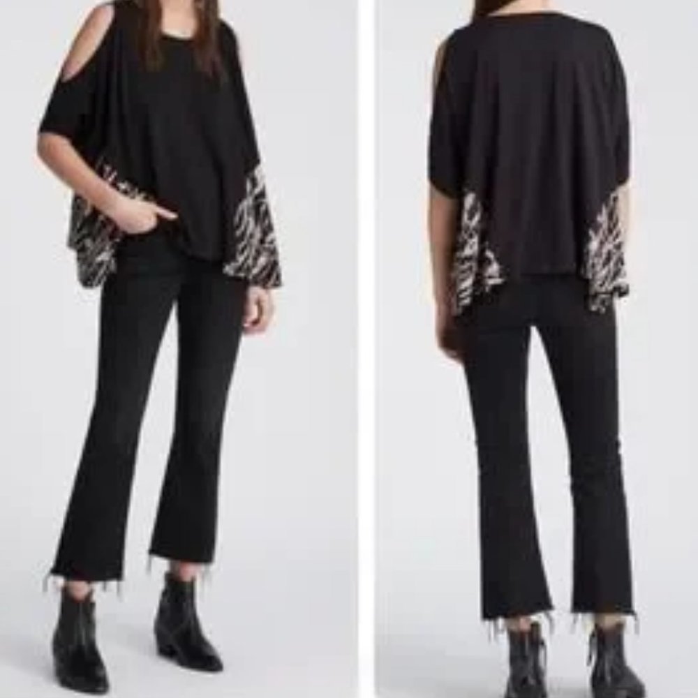 Rag and bone WAXED 3-D black stretch womens flare jeans size 0-2 stretch to 3-4 - Picture 2 of 11